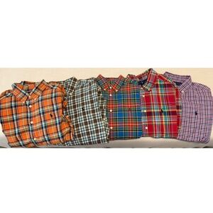 Ralph Lauren Polo Shirts Boys Long Sleeve 14 16 Large Lot of 5 Button down